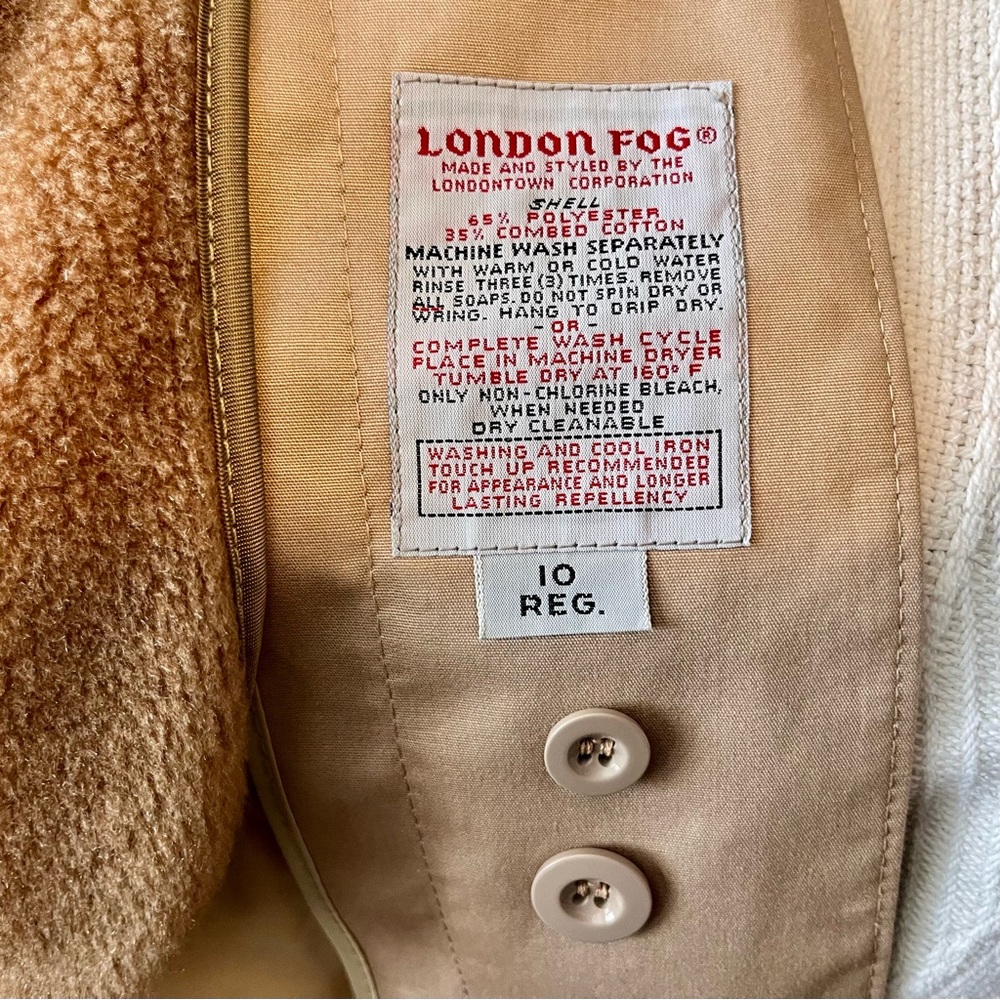 Vintage London Fog Trench Coat midi with removable lining & hood - Picture 6 of 16